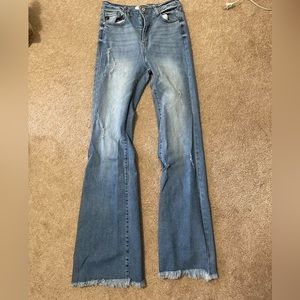 Kancan denim distressed flare jeans